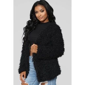 Ambiance outerwear fuzz black opened jacket size s